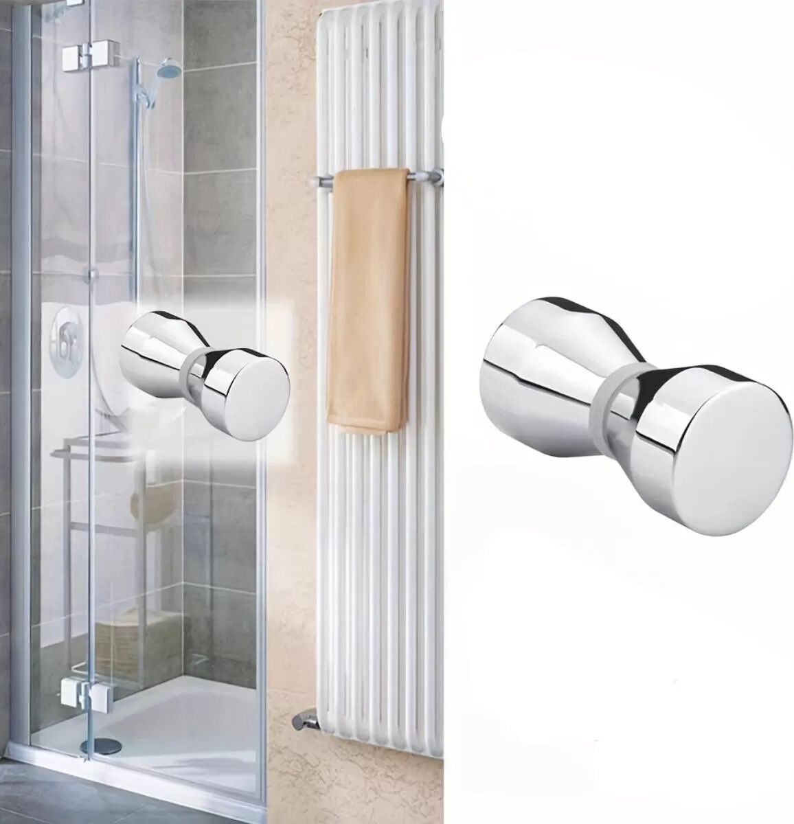 INF Poignée de porte en verre conique double face - Acier inoxydable 304 brossé, tirant conique pour portes en verre (6cm x