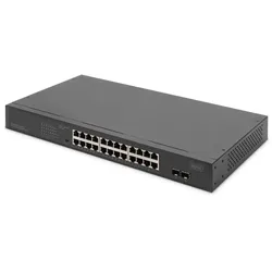 Digitus 24-Port Gigabit Netzwerkswitch, 19 Zoll, unmanaged, 2 Uplink Ports, SFP
