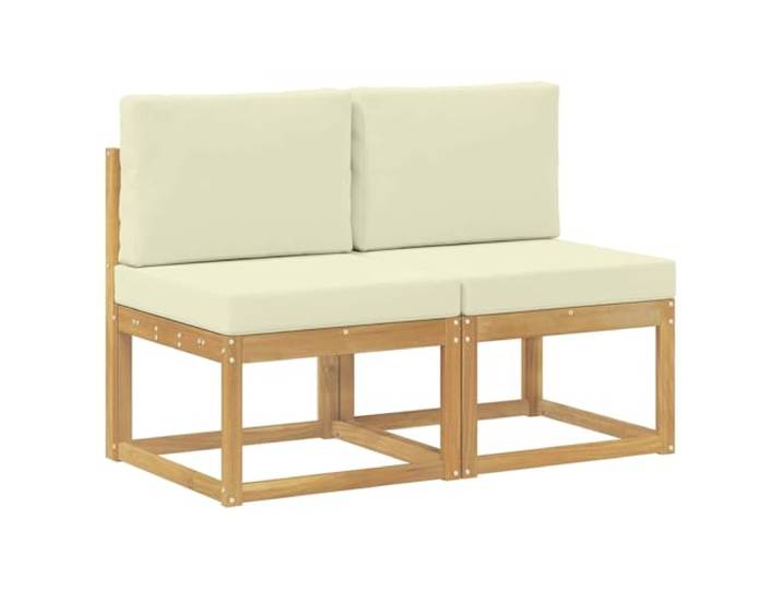 YUOGHRTFE 2 Stück Outdoor Mittelsofa Massivholz Akazie Weiß Latten Design, Modulares Sofa für Terrasse, Garten, Loungebereich, Wetterbeständig, Lackierte Oberfläche