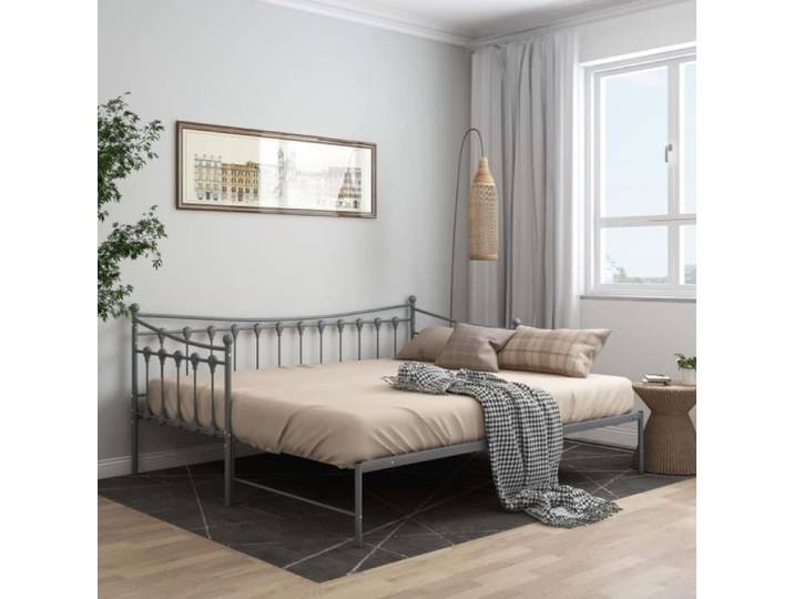 Canapé-lit extensible - HAO - Gris - Métal - 90x200 cm