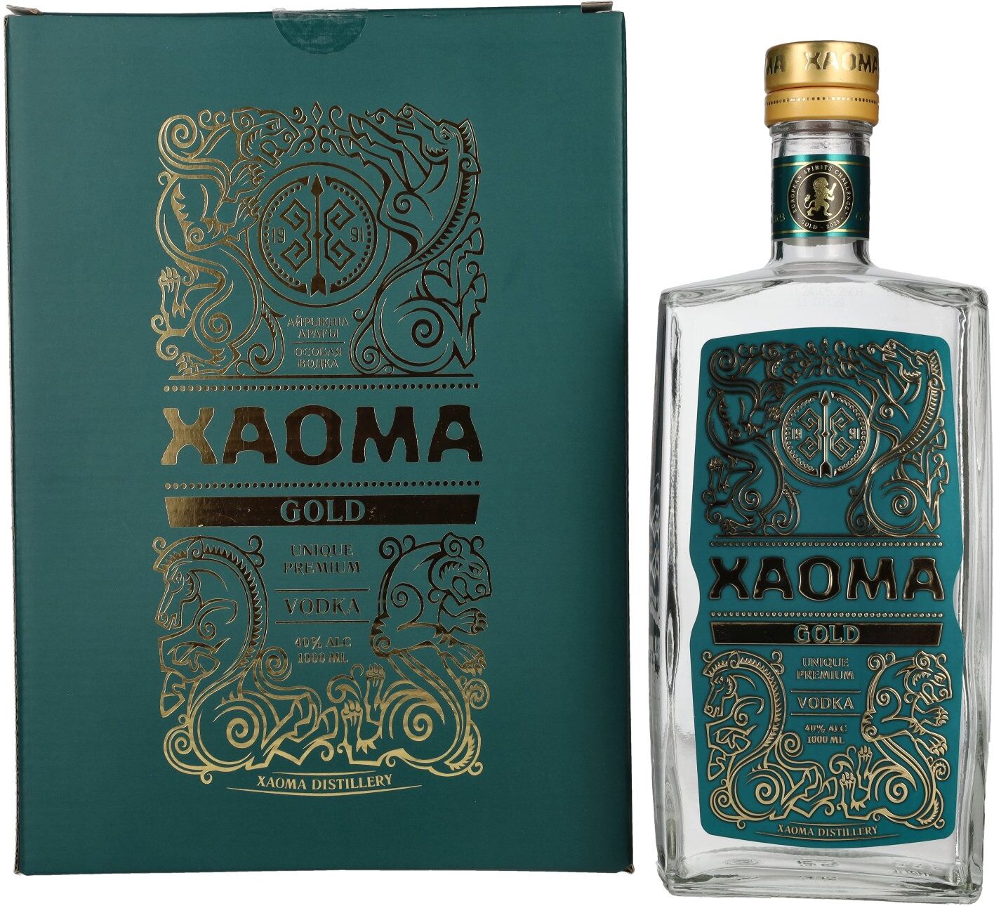 Xaoma Vodka XAOMA Gold Unique Premium Vodka 40% Vol. 1l in Geschenkbox