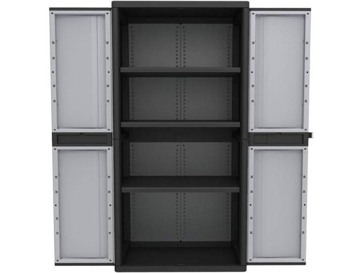Kreher Armoire en plastique XXL 3 étagères portes verrouillables 89 7 x 53 7 x 180 cm