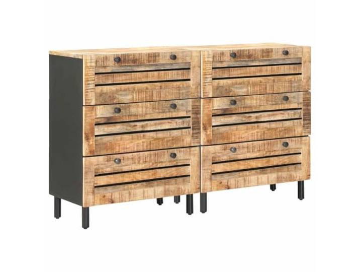 KUPTYERFG Sideboard 2er Set Massivholz Mango Braun 120x33x75 cm Flexibler Kommoden-Stauraum aus edlem Mangoholz für Ihr Wohnzimmer, Schlafzimmer oder den Flur.