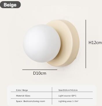 Friendly Fresh Finds Nordic LED Glass Wall Lamp Minimalist Orb Sconce For Modern Home Lighting beige no Blub