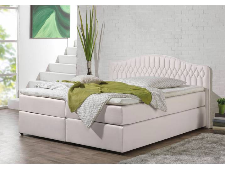 Boxspringbett, Grau, 180x200 cm, Mikrovelours, Bonnell-Federkern, Modern, Maintal