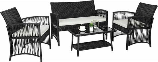 Famanu Gartenmöbel Set 4-teilig - Rattan Sofa Set mit Tisch und Kissen