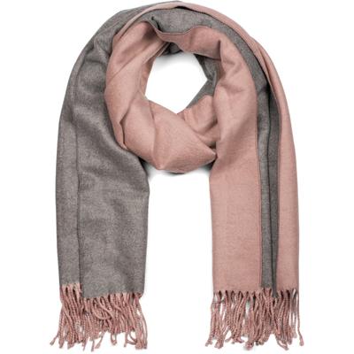 Schal STYLEBREAKER "2-Farbiger Schal mit Fransen", Damen, braun (braun, grau), Obermaterial: 70% Viskose CV. 30% Wolle WO., Modisch, Modetücher Schal