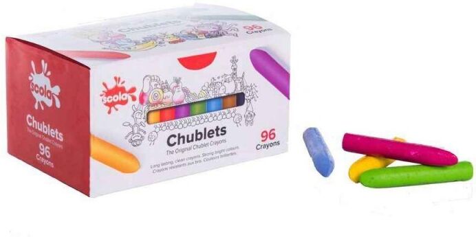 CHUBBLETS, boîte de 96 crayons à cire assortis - Scola