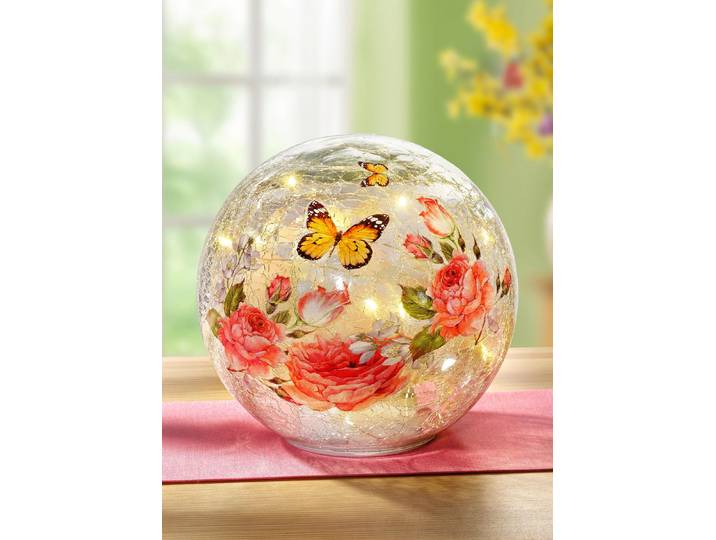 Glaskugel mit Beleuchtung, Rosé-Gelb