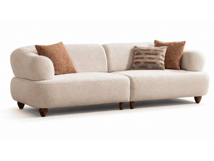 JVmoebel Sofa 3-Sitzer Sofa Modern Weiß Weich Bequem Kompakt Kissen zeitgemäß Metall, 1 Teile, Made in Europa