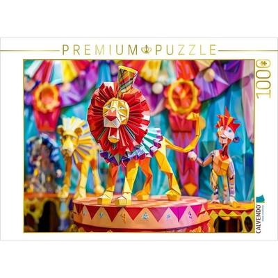 CALVENDO Puzzle Löwen aus Papier in der Manege des Zirkuszeltes | 1000 Teile Lege-Größe 64x48cm Foto-Puzzle für glückliche Stunden
