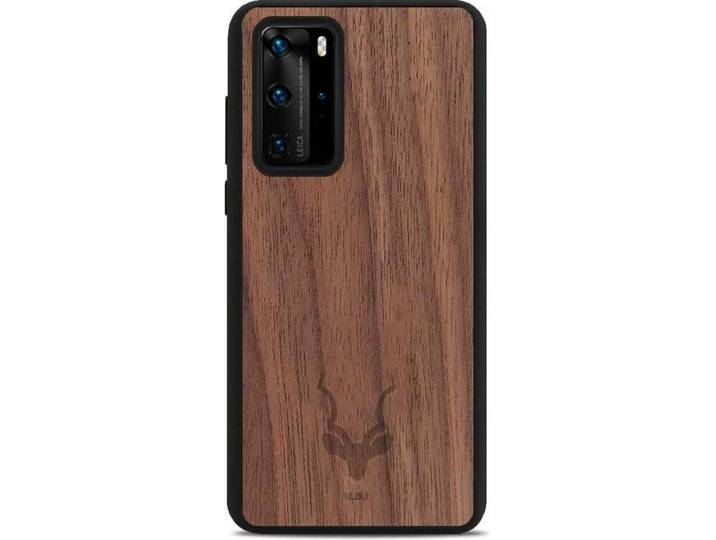 Kudu Huawei P40 Pro - Houten backcover - Handgemaakt TPU - Walnoot