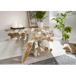 Konsolentisch Teak Wurzel verzweigt 120x40x80 weiß lackiert UNIKA #165