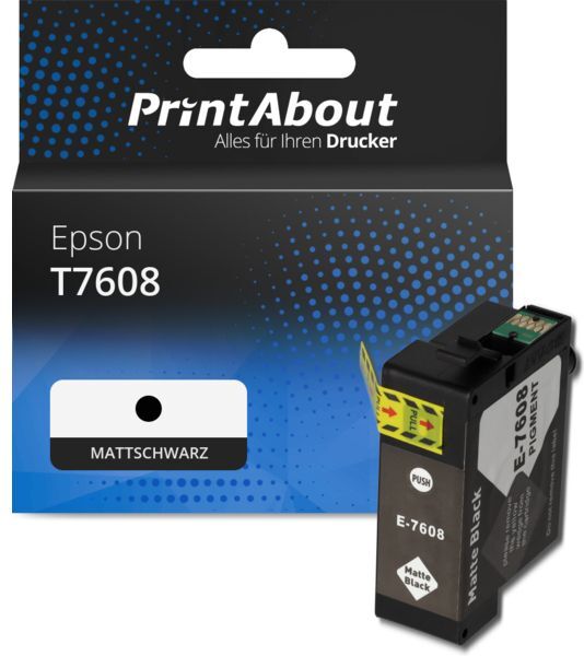 PrintAbout Druckerpatrone kompatibel mit Epson T7608 - Mattschwarz