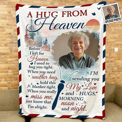 Erinnerungs-Decke Eine Umarmung vom Himmel maßgeschneiderte Decke personalisierte Foto-Decke Erinnerungs-Geschenk