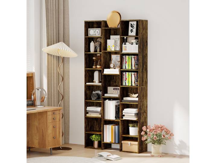 HOMCOM Bibliothèque Bois 181cm 21 Compartiments 10 Étagères Marron
