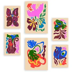 POSTER Set Mit 6 Malerisch 4 In Blume Zusammenfassung Ästhetische Dekorative Gemälde Für Ihr Wohnzimmer, Schlafzimmer, Zuhause A3 & A4 Rahmenlos
