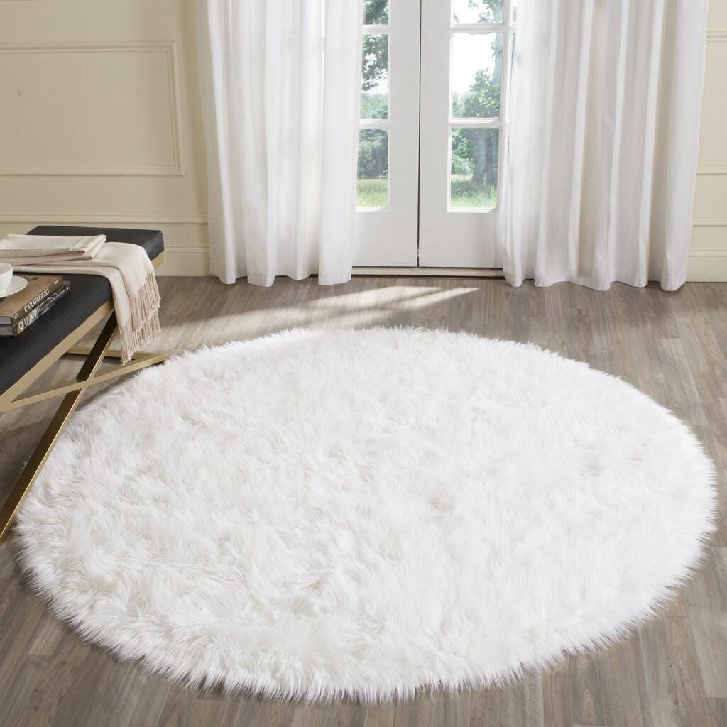 Mikado Living Solid Colour Faux Fur Area Rug Round 183 cm