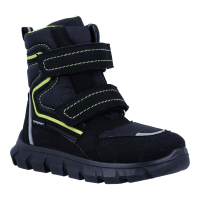 Stiefel RICHTER "Snow2.0", Mädchen, Gr. 28, Textil, schwarz, grün, Baumwolle, Textil, Veloursleder, 23_1_Schuhe Stiefel, Klettboots mit Kontrastnähten, Größenschablone zum Download