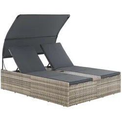 Polyrattan Doppelliege Syros - Grau-meliert