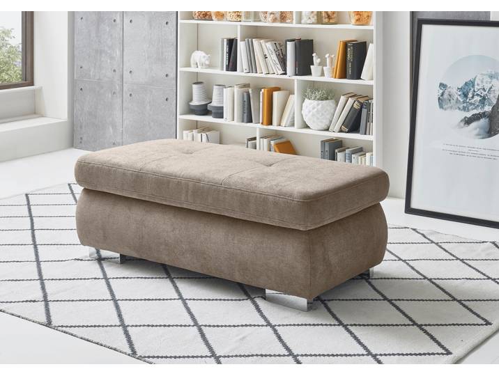 Hocker, Chenille, Braun, 129×64 cm, Mit Stauraum & Klappfunktion, Modern