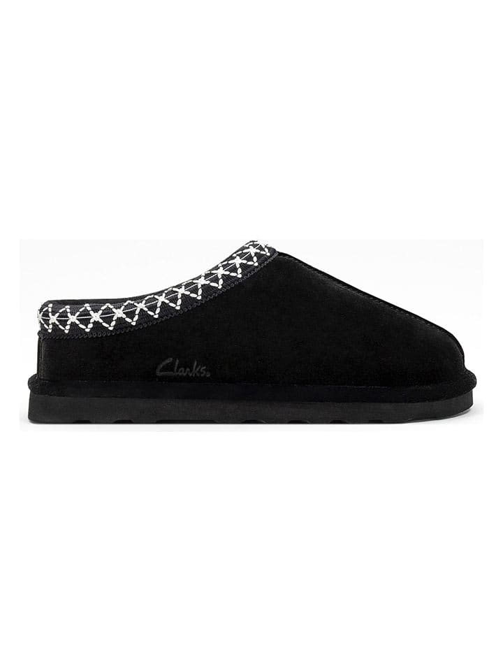 Clarks Leder-Hausschuhe in Schwarz - 41