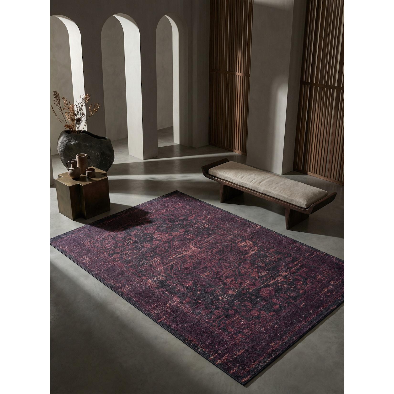 Flachwebteppich Waschbar PIZOL, im Vintage-Stil, Rot, 80 x 150 cm