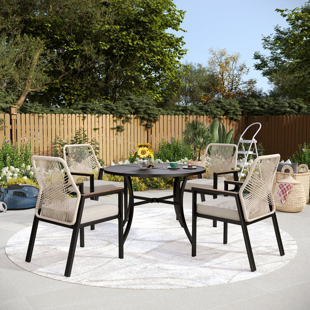 Blue Elephant Round 5 - Piece - 4 Person 106.7Cm Outdoor Table Set Black 4