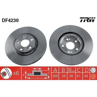 Trw Bremsscheibe Vorderachse Belüftet [Hersteller-Nr. DF4230] für Renault