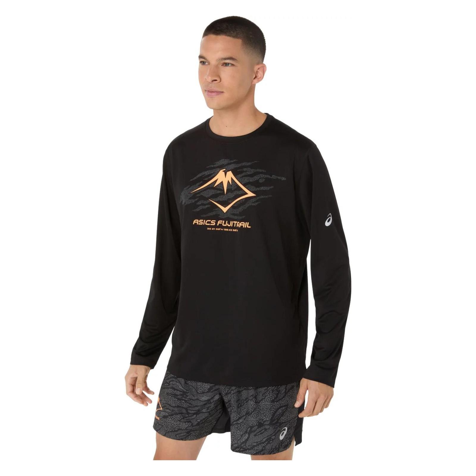 ASICS Fujitrail Logo Langarm-Oberteil Schwarz (L) (2011D391-001)