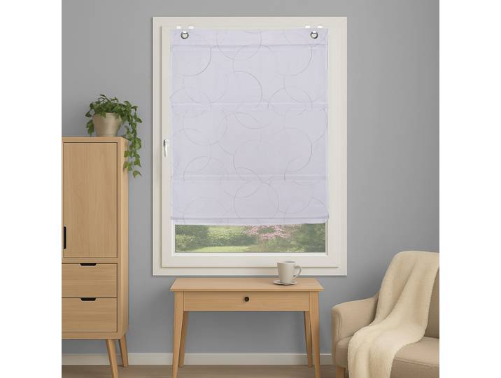 Magnetrollo HOME WOHNIDEEN ADALIA , weiss (grau), B:90cm H:130cm, Obermaterial: 100% Polyester, Raffrollos, Magnetrollo, bestickt
