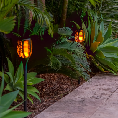 HomeDecorAndMore LLC Solar Flame Torch Lights Realistic Outdoor Solar Fire Lights, Outdoor Garden Decorations, Gift For Garden Lovers 2 Torch Pack