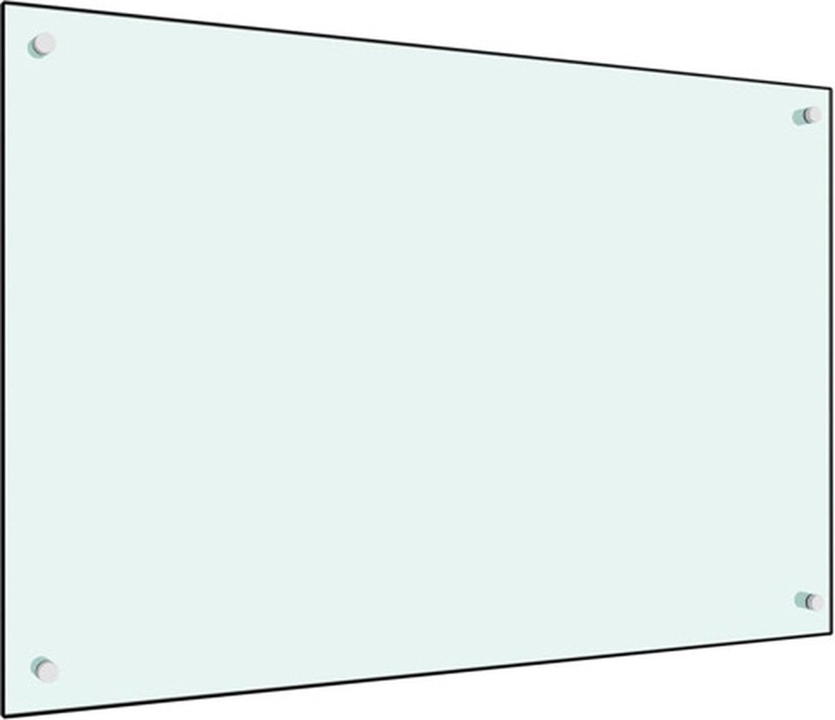 vidaXL Spatscherm voor de keuken - Gehard glas - Melkwit - 90 x 60 cm
