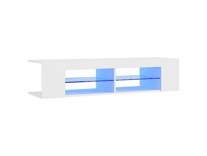 vidaXL TV Schrank mit LED-Leuchten Lowboard Fernsehschrank Fernsehtisch Sideboard HiFi-Schrank TV Möbel Tisch Board Weiß 135x39x30cm