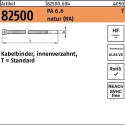 Kabelbinder R 82500 innenverz. 3,5x200/50 PA 6.6 natur 100St. HELLERMANNTYTON