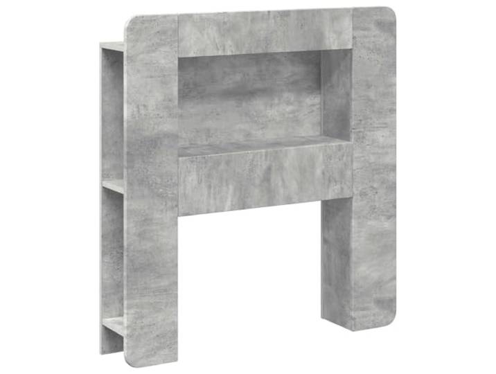hliofuir Kopfteil-Schrank Betongrau Holzwerkstoff Bett Regal 93.5cm Praktisches Beistellregal fürs Schlafzimmer mit vertikalen Fächern und Ablagefläche für Bücher und Deko.