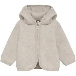 Huttelihut Wollfleece-Jacke Kapuze mit Ohren aus Merinowolle, beige | grau, 62