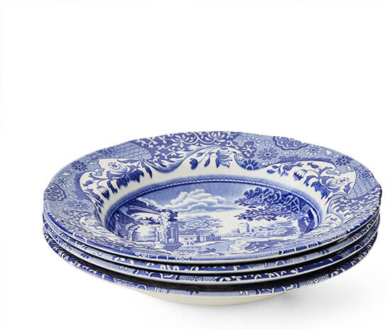 Spode Blue Italian Set of 4 23cm Soup Plates