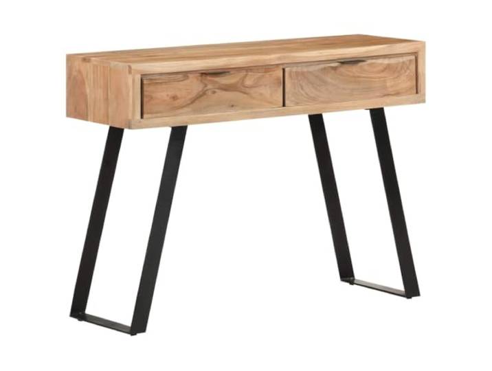 HKLGBVCR Konsolentisch, 100 x 35 x 76 cm, Akazienholz Stahlrahmen, 2 Schubladen, Naturkante, handgefertigt, für Eingangsbereich oder Wohnzimmer