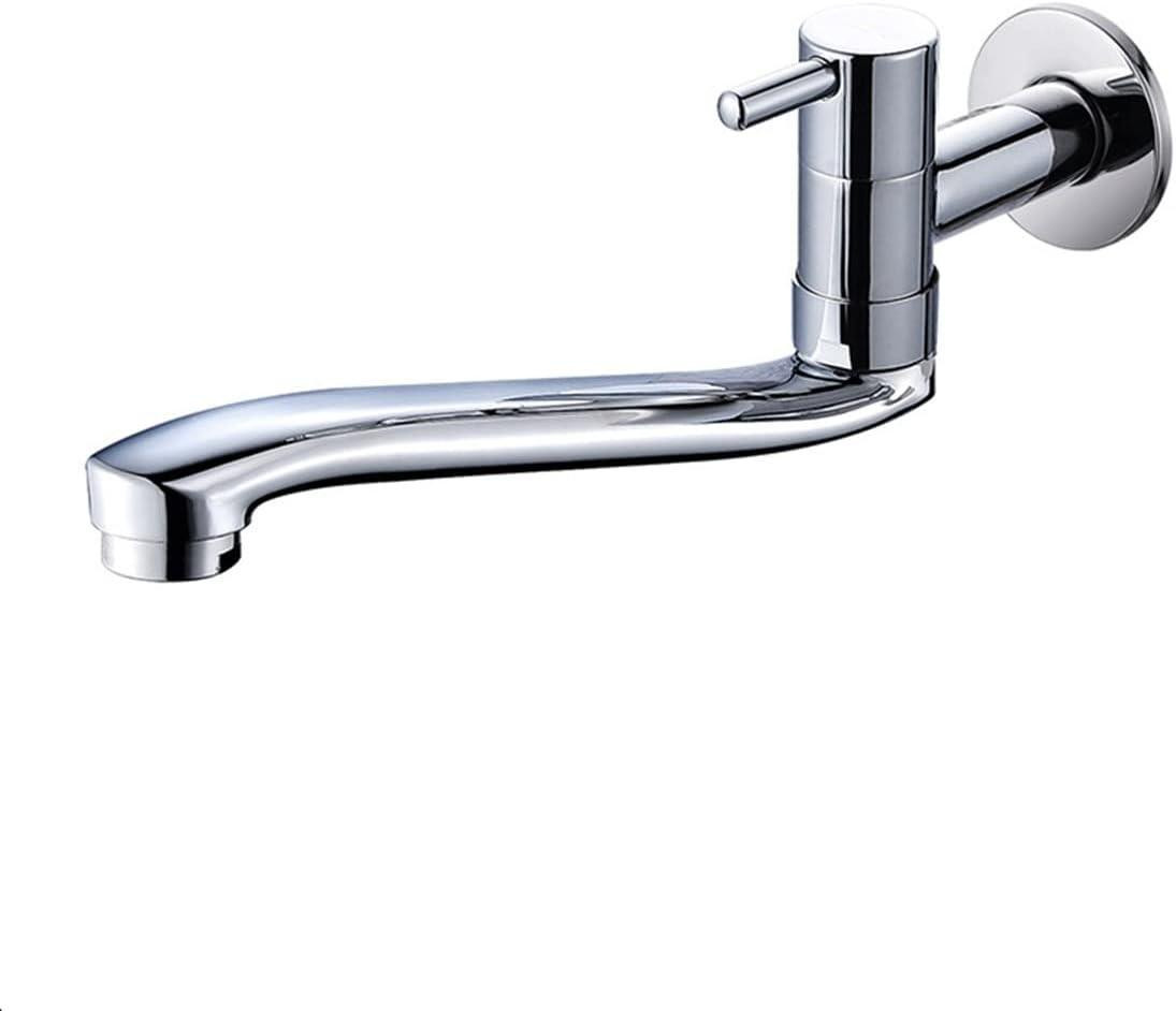 Merkloze messing wandkraan voor de keuken met enkele handgreep en draaibare uitloop, 22,5 cm