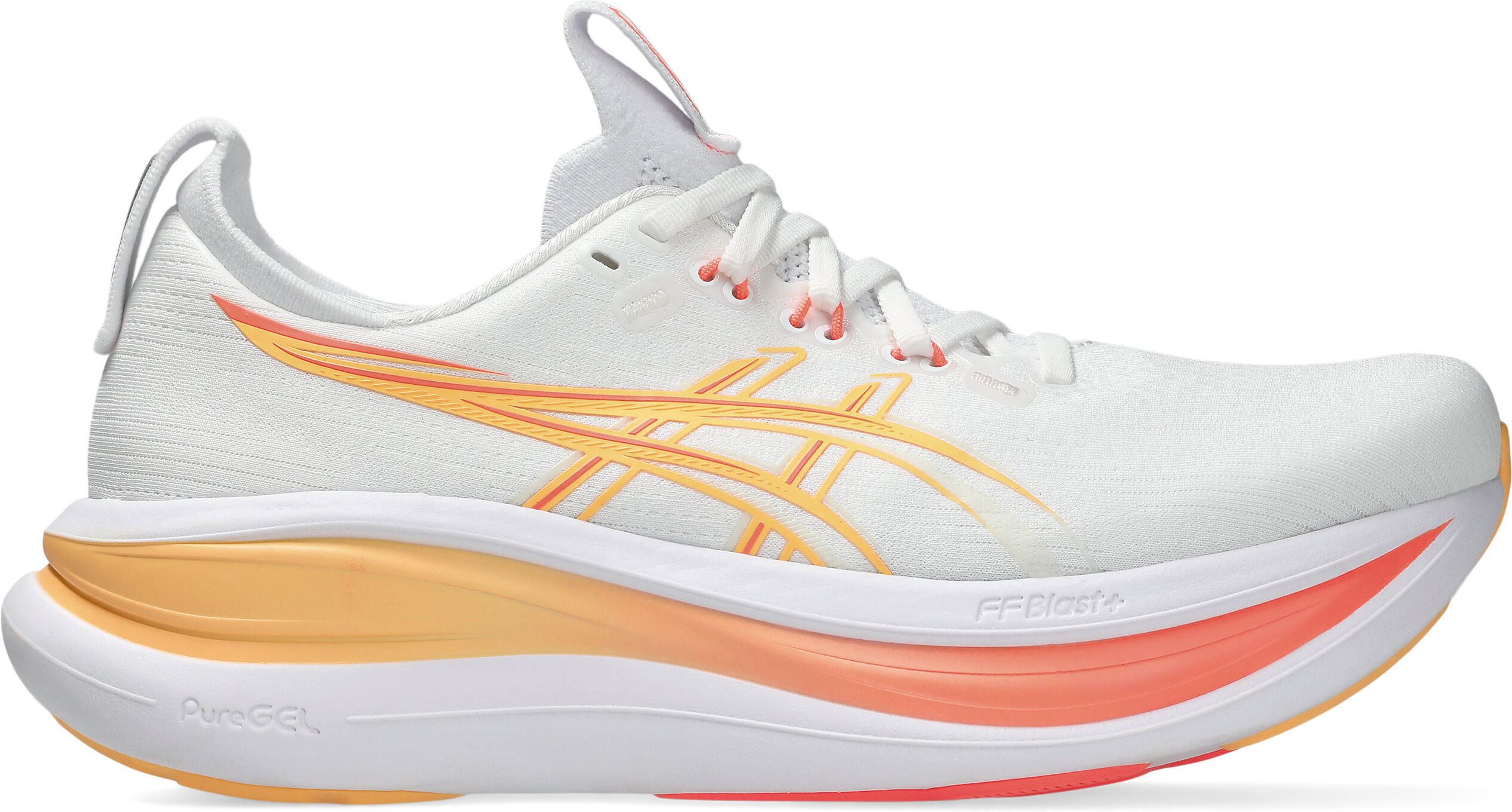 Asics "GEL-NIMBUS 28" für Erwachsene, mit leicht profiliertem Laufsohlenprofil weiß, sun coral 39