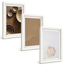 BILDER SET 3er Set - 20x30 cm Weißer Rahmen - Minimalistische Texturen und Farben