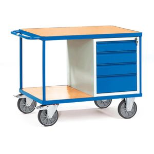 Fetra Werkstattwagen 2474, Tragkraft 600kg, Montagewagen, 1050 x 700mm, 1 Ablage & 4 Schübe