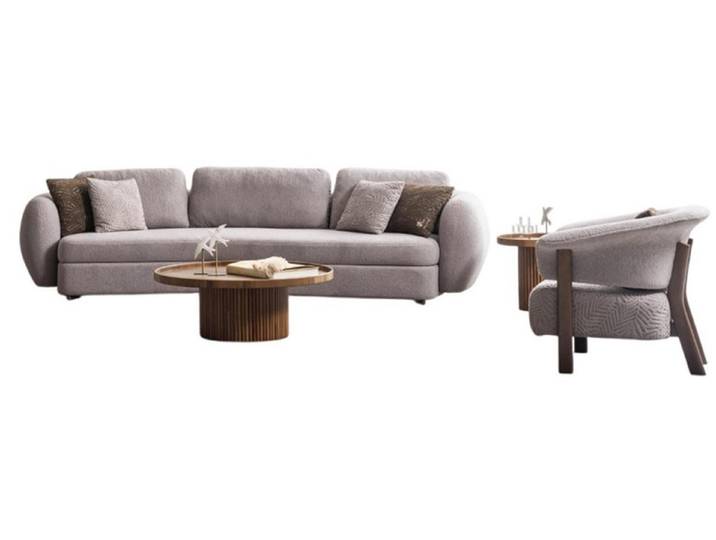 JVmoebel Sofa Graue Sofagarnitur mit stilvollem Design und komfortablem Sitz, 4 Teile