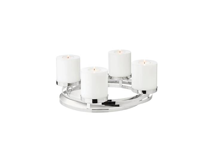 Hochwertiger Design Adventskranz „Annabell“ - Edelstahl glänzend vernickelt Silber EDZARD