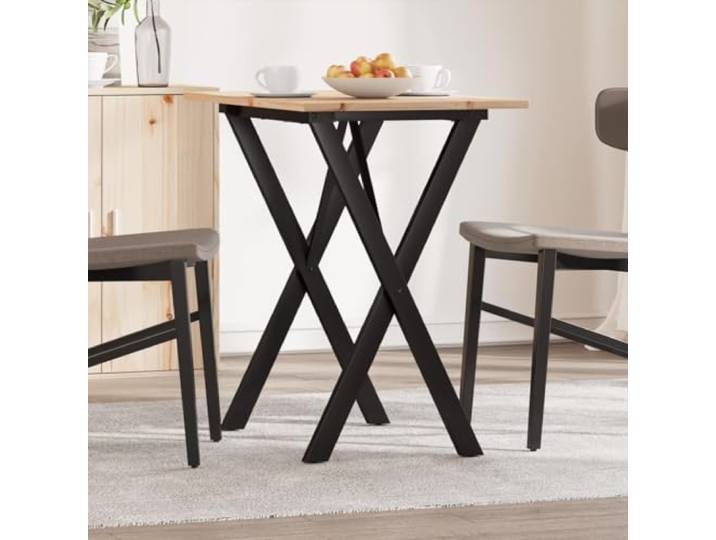 Esstisch X-Gestell 80x50x75 cm Massivholz Kiefer und Stahl Massive Kiefer,Stahlgestell X-Form,robuste Tischplatte,Alltagstauglich,Esszimmer