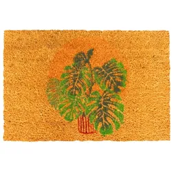 Relaxdays Kokos Fußmatte Pflanzen 60x40 cm Grün,Hellbraun,Orange