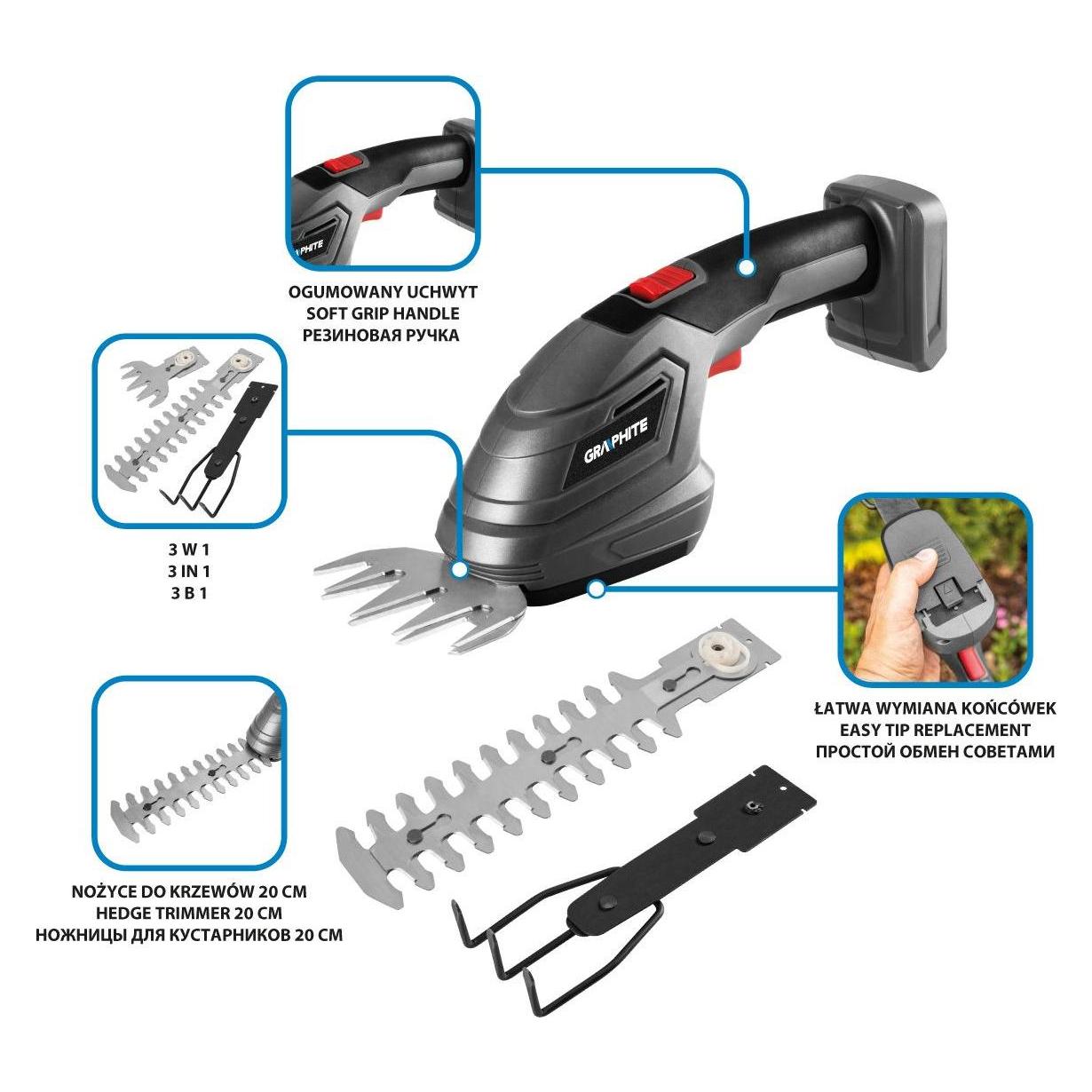 Graphite Rasentrimmer 3w1 Energie + 18V ohne Batterie (Akkubetrieb) (TOP-58GE119)