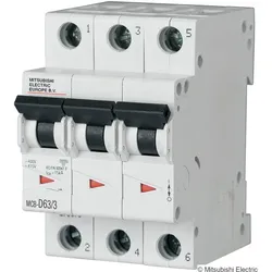 Mitsubishi Electric 20A, 3 polig, D Kurve MCB-D20/3
