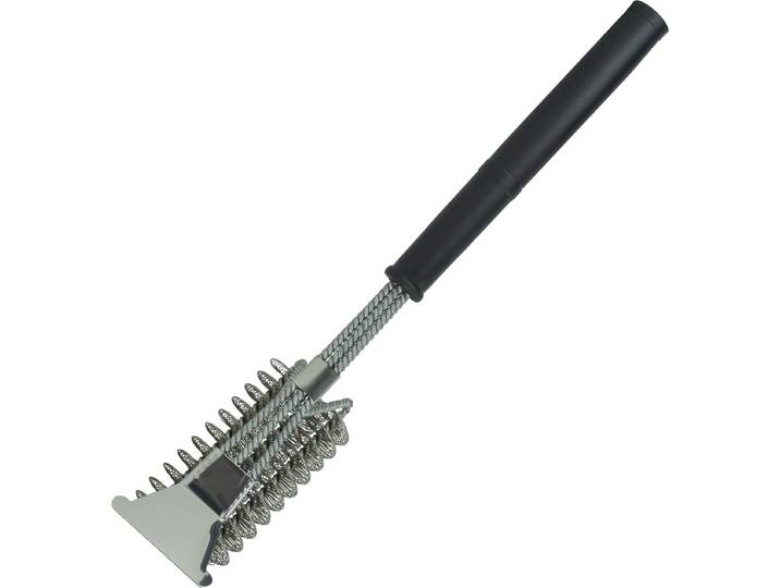 Krumble Barbecueborstel - Schoonmaakborstel voor grill of oven rooster - Grillborstel - BBQ accessoires - Schoonmaken - Grill schraper - Barbecue reiniger - Schrobborstel - Staal - Grijs met zwart